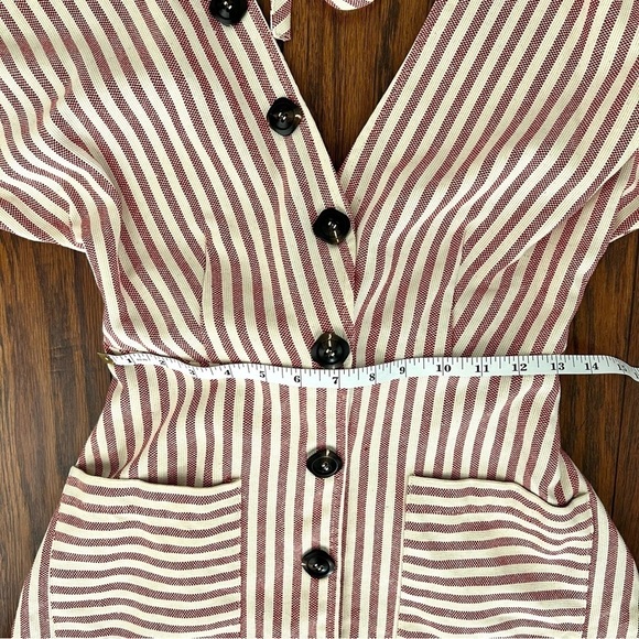 Moon River Red and Cream Stripe Button Front Mini Dress Size Medium - Picture 14 of 16